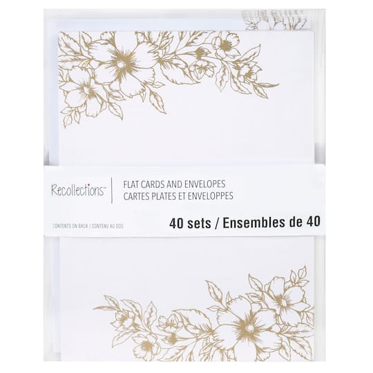 Gold Floral Flat Cards &#x26; Envelopes by Recollections&#x2122;, 4.25&#x22; x 5.5&#x22;